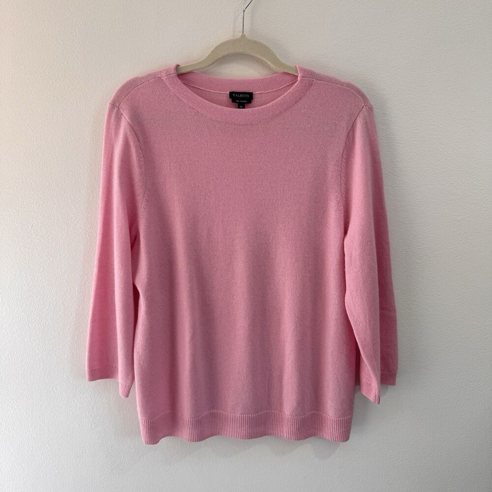 Talbots Sweater XL Pure Cashmere Pullover Bubblegum Pink Soft Knit Preppy